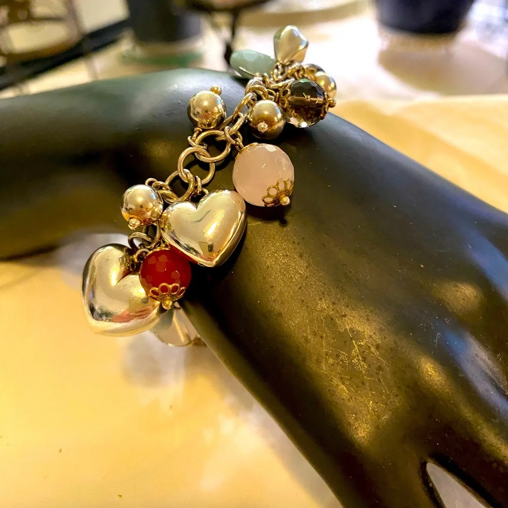 GEMSTONE CHARM BRACELET STERLING SILVER - Picture 5 of 8